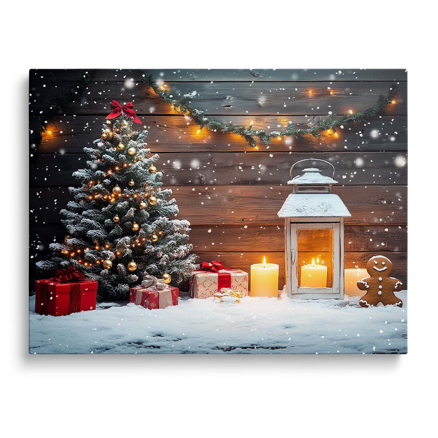 Snowy Tree Lantern Scene / 8"L x 10"W
