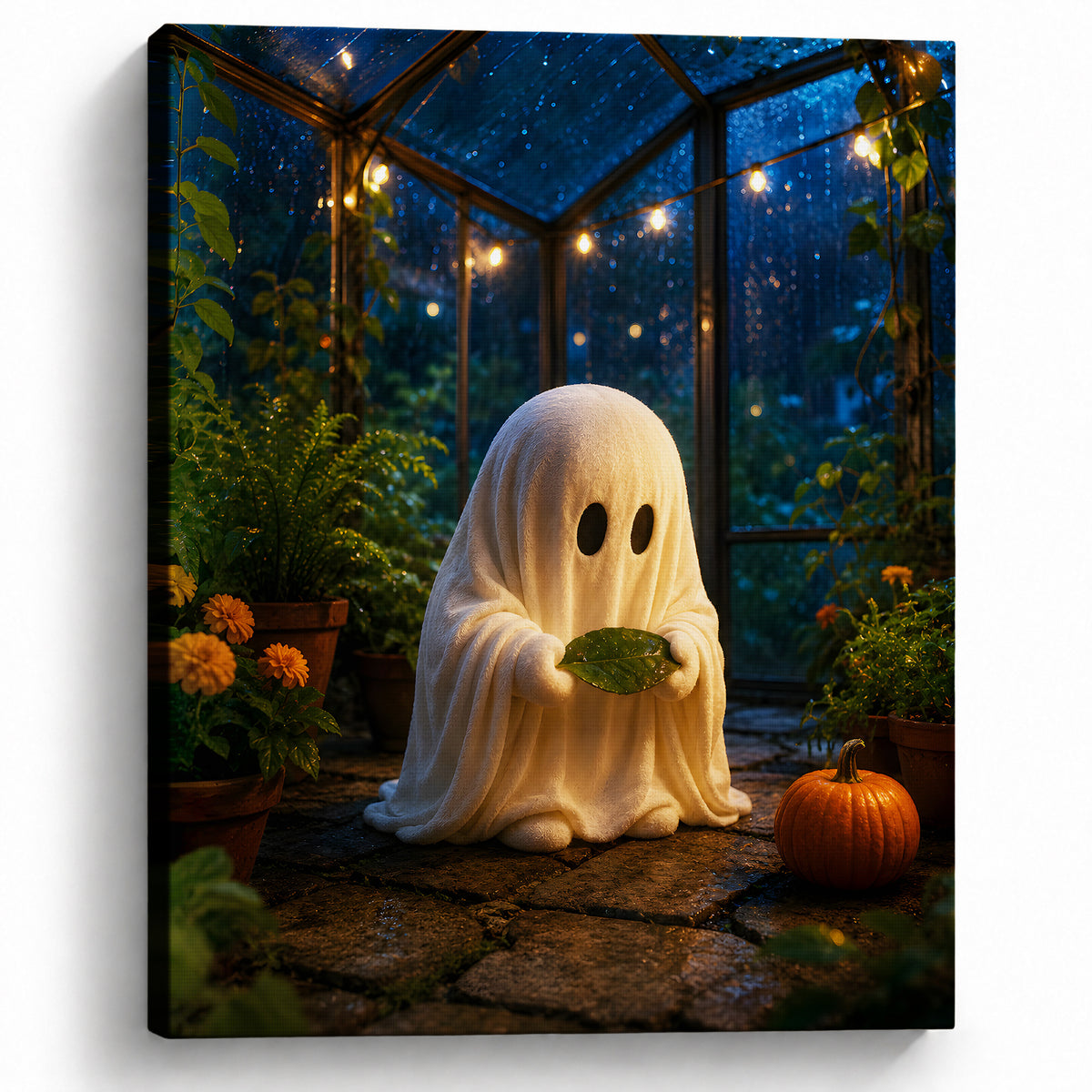 Little Ghosts & Candlelight Halloween Canvas Wall Art for Kids