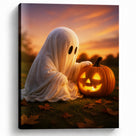 Little Ghosts & Candlelight Halloween Canvas Wall Art for Kids