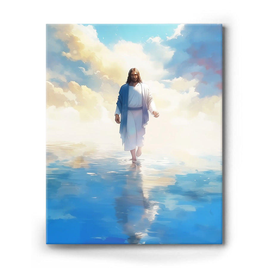 Christian Jesus Walking on Water Inspirational Painting Religious Wall Art