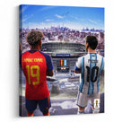 Lamine Yamal vs Lionel Messi Final Showdown Canvas Wall Art – Soccer Legends Print