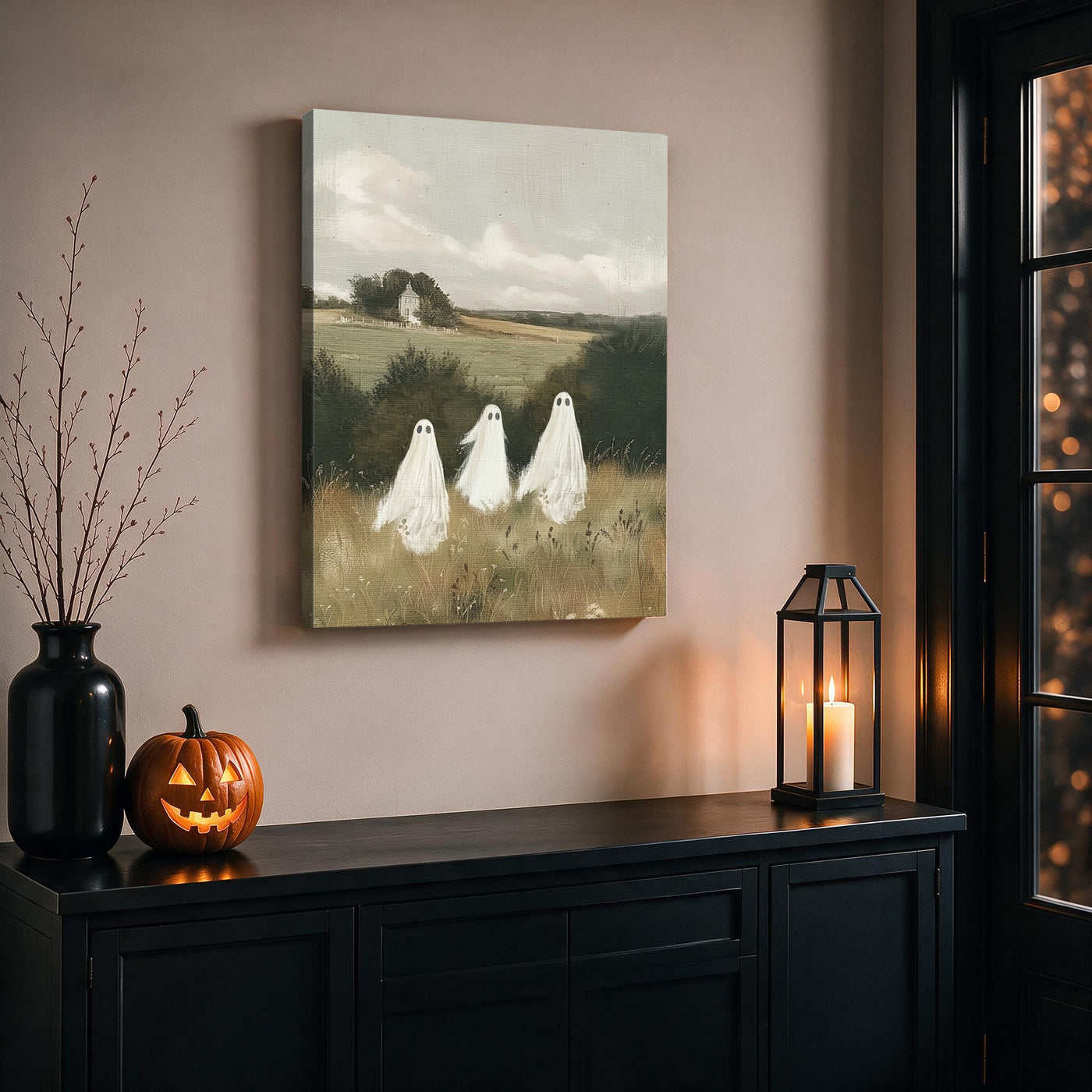 Little Ghosts at Play Halloween Canvas Wall Art for Kids
