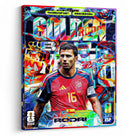 Rodri Golden Ball Graffiti Canvas Wall Art – Spain No. 16 Soccer Print