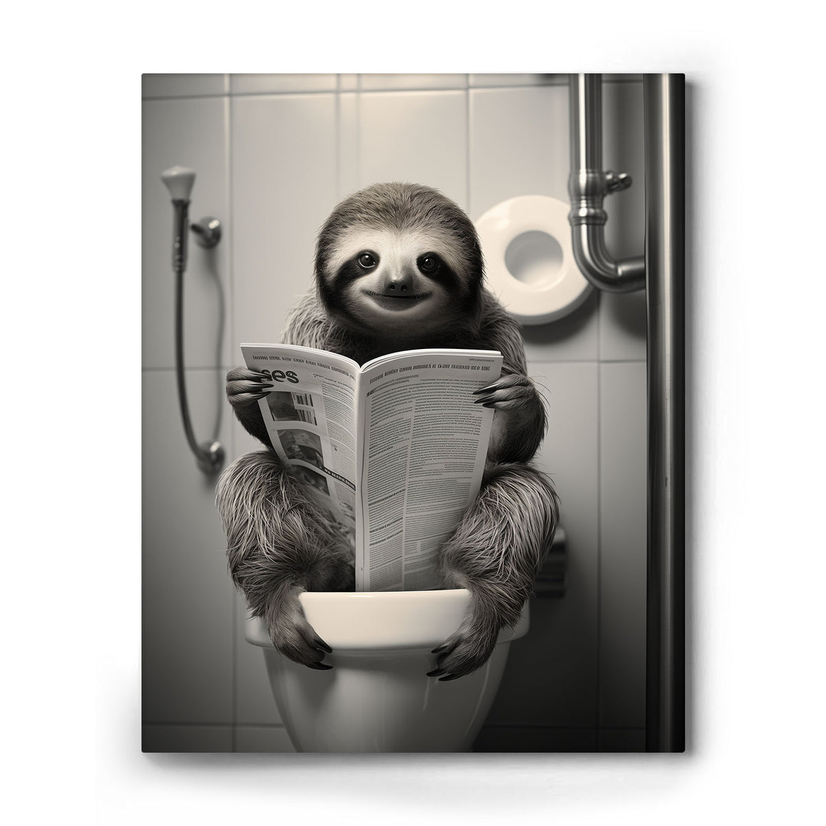 Sloth Reading on the Toilet Wall Art