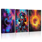 Neon Cyber Soundscape Canvas Wall Art
