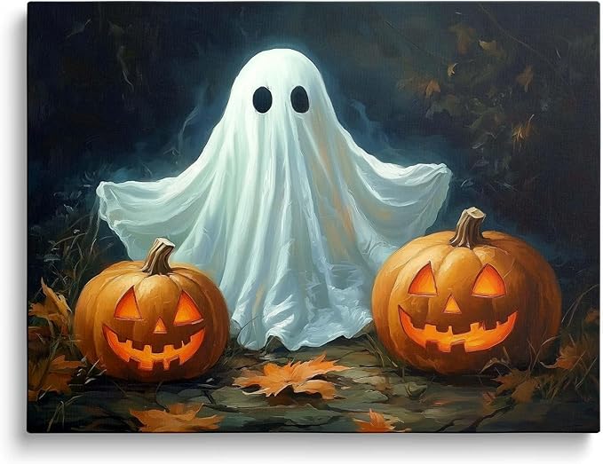 Funny Cute Ghosts with Pumpkin