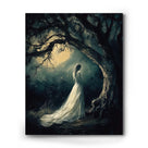 Dark Romantic Fantasy Painting Ghostly Woman in the Enchanted Forest Wall Art