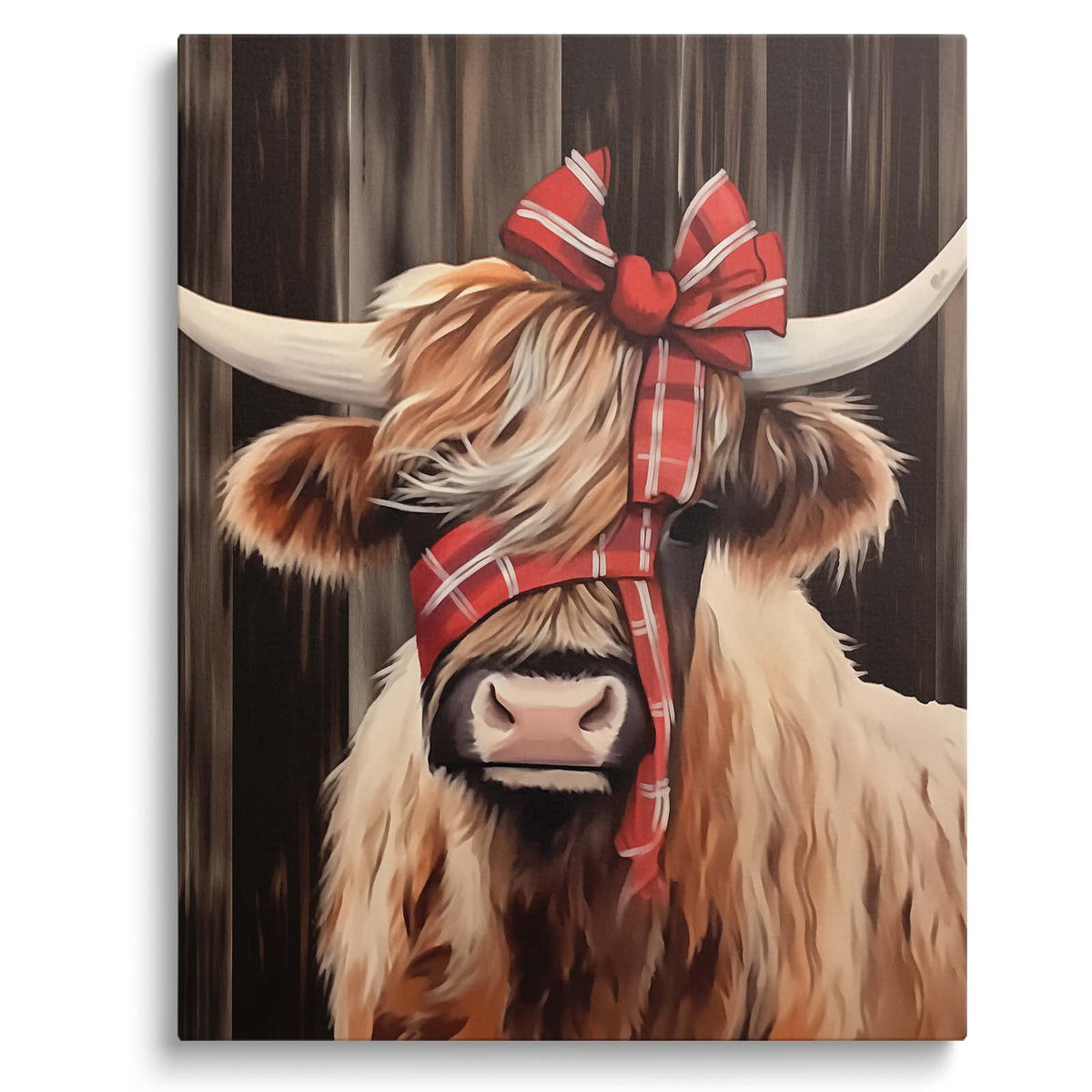 Rustic Christmas Farmhouse Canvas Wall Art, Snowy Barn and Country Holiday Decor