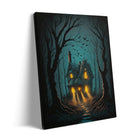 Enchanted Forest Haunted Cottage Halloween Canvas Wall Art