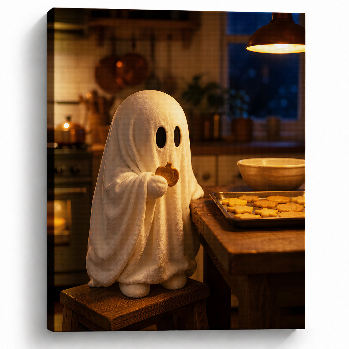 Little Ghosts & Candlelight Halloween Canvas Wall Art for Kids