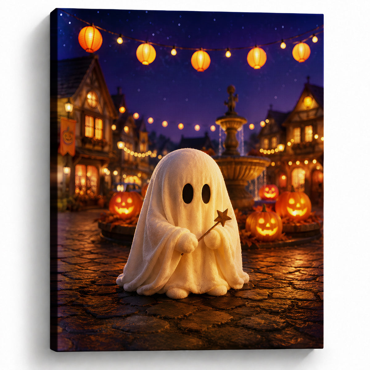 Little Ghosts & Candlelight Halloween Canvas Wall Art for Kids