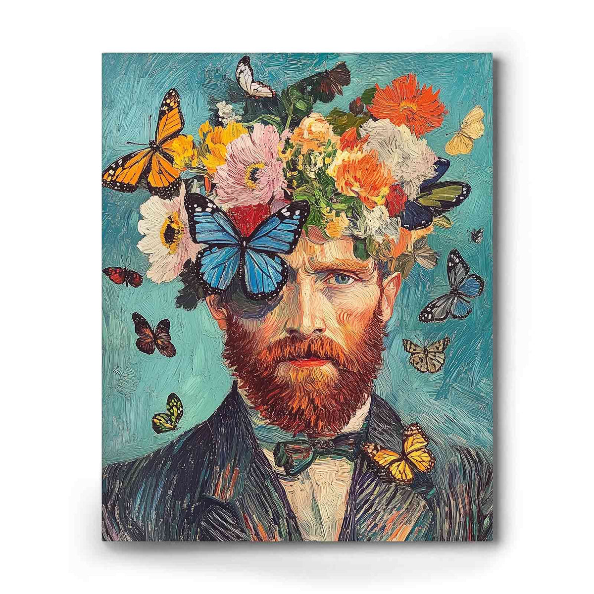Bearded Man with Flowers and Butterflies Wall Art