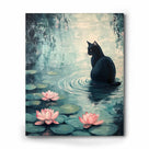 Black Cat Water Lily Wall Art