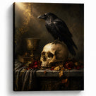 Halloween Raven Canvas Wall Art, Gothic Moonlit Bird Decor