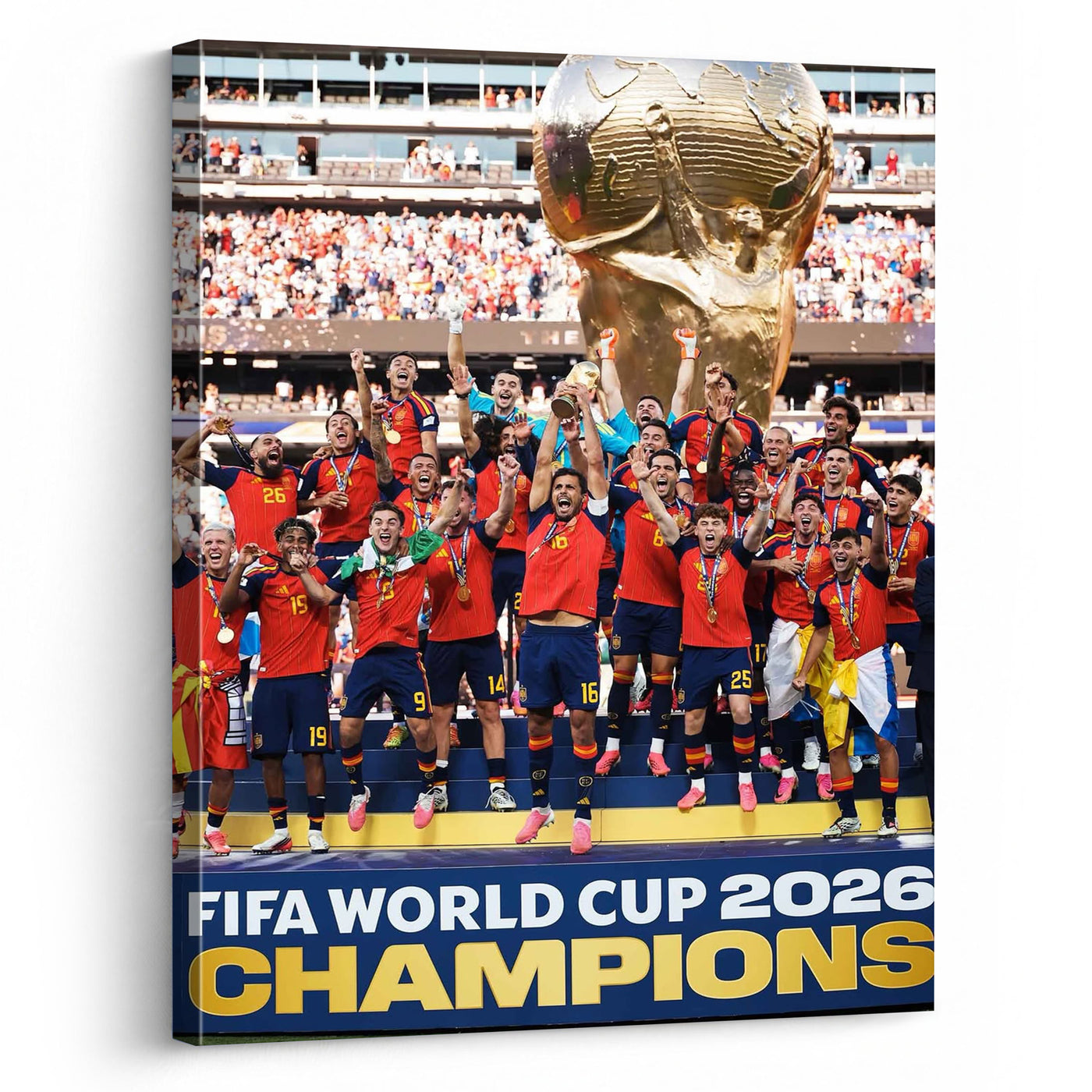 Spain Soccer Team Champions Canvas Wall Art – Trophy Celebration Print