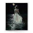 Dreamy Romantic Fantasy Painting Moonlit Woman by the Sea Wall Art