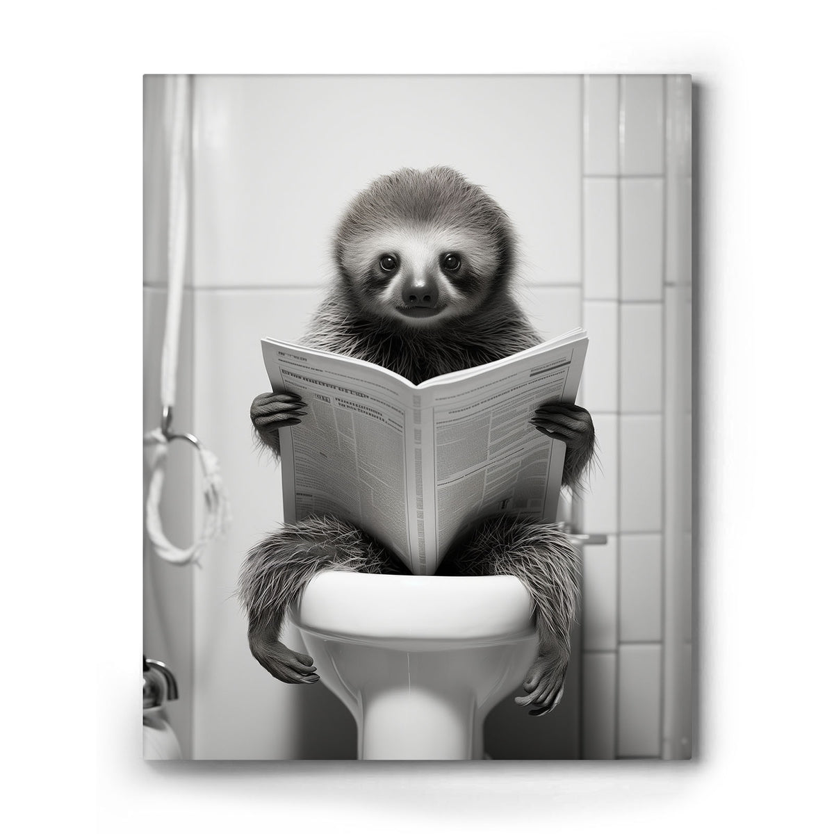 Sloth Reading on the Toilet Wall Art