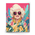 Pop Art Grandma with Pink Sunglasses Colorful Fashion Portrait Wall Art
