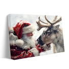 Santa Claus and Reindeer Christmas Canvas Wall Art, Winter Wonderland Holiday Wall Decor for Living Room, Bedroom and Entryway