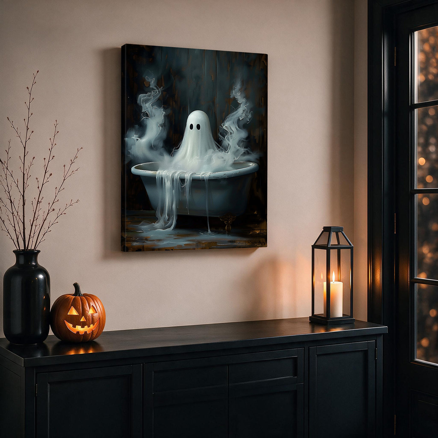 Little Ghosts Celebrate Halloween at Home Wall Art