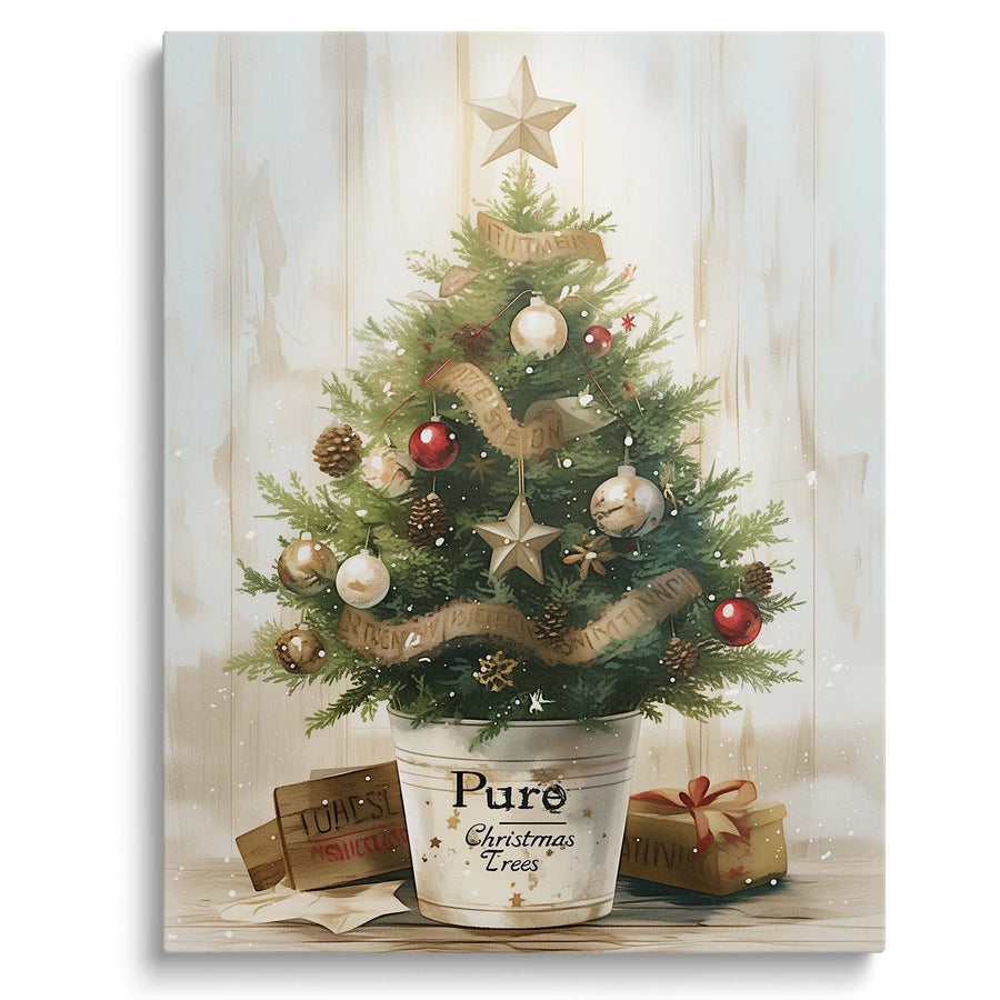 Small Potted Christmas Tree / 8"L x 10"W
