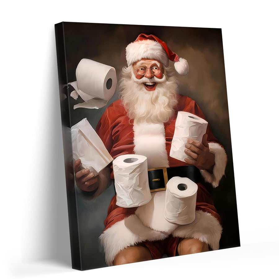 Funny Christmas Bathroom Wall Art, Santa, Snowman and Reindeer Holiday Decor