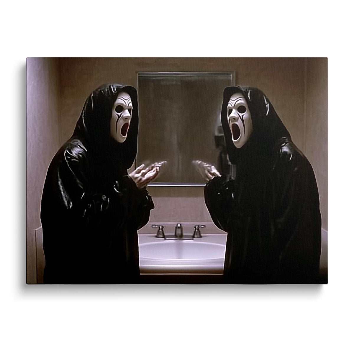 Mirror Scream Horror Canvas Wall Art – Spooky Halloween Bathroom Decor