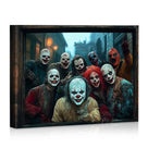 Creepy Clown Gang Halloween Canvas Wall Art – Haunted Horror Party Decor