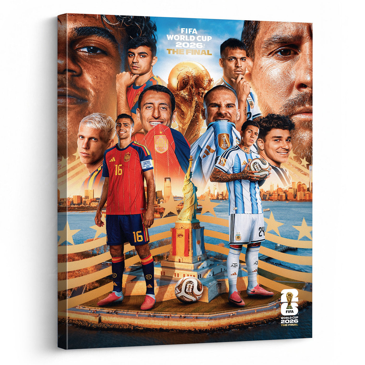 Spain vs Argentina Final Showdown Canvas Wall Art – Soccer Matchup Collage