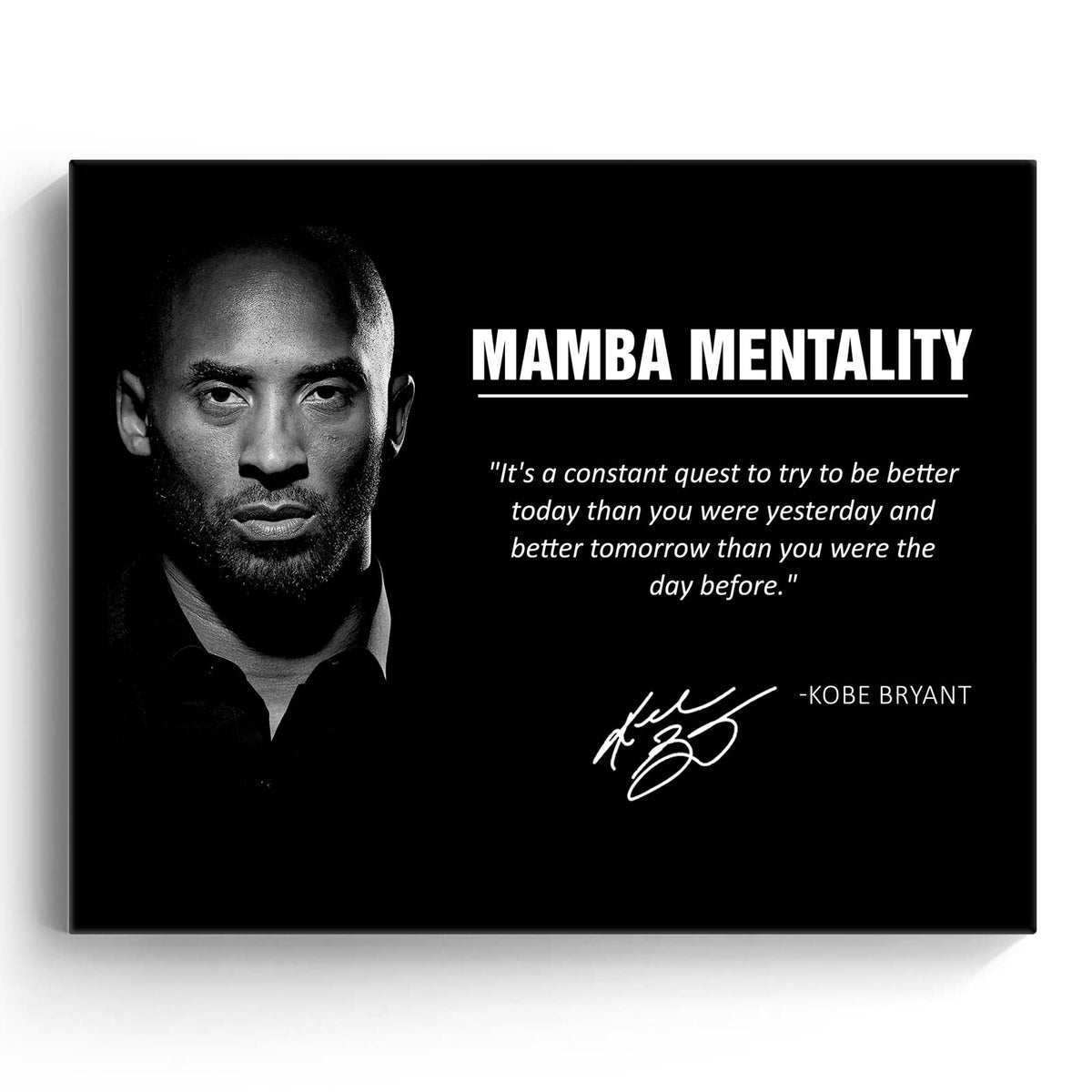 Kobe Bryant Mamba Mentality Canvas Wall Art – Inspirational Basketball Quote Poster for Bedroom, Office and Gym