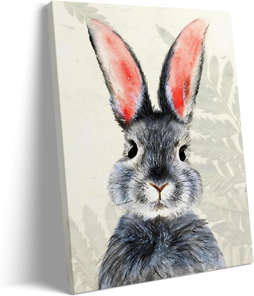 Rustic Easter Bunny Canvas Wall Art, Plants Background Farmhouse Decor Retro Print Painting Spring Aesthetic Artwork, Holiday Gift Bedroom Living Room Decoration