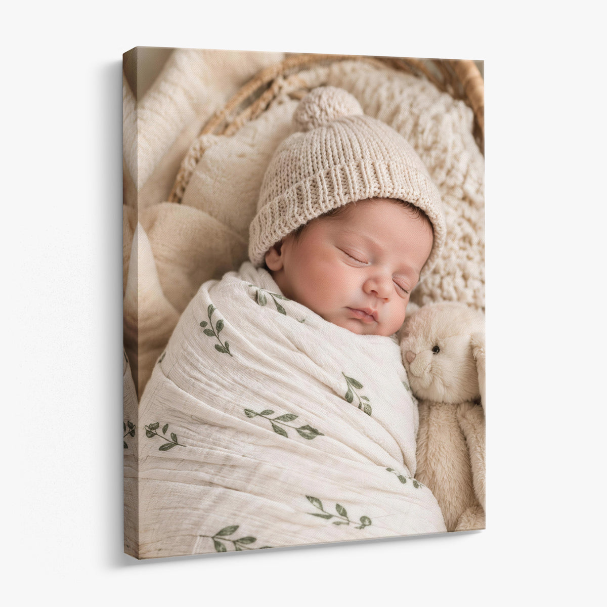 Custom Baby Photo Canvas Print – Personalized Newborn Portrait Wall Art