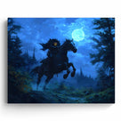 Moonlit Headless Horseman Halloween Canvas Wall Art