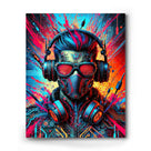 Neon Cyber Soundscape Canvas Wall Art