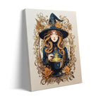 Enchanted Floral Witch Halloween Canvas Wall Art