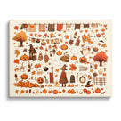 Autumn Cozy Halloween Doodle Collage Illustration Wall Art
