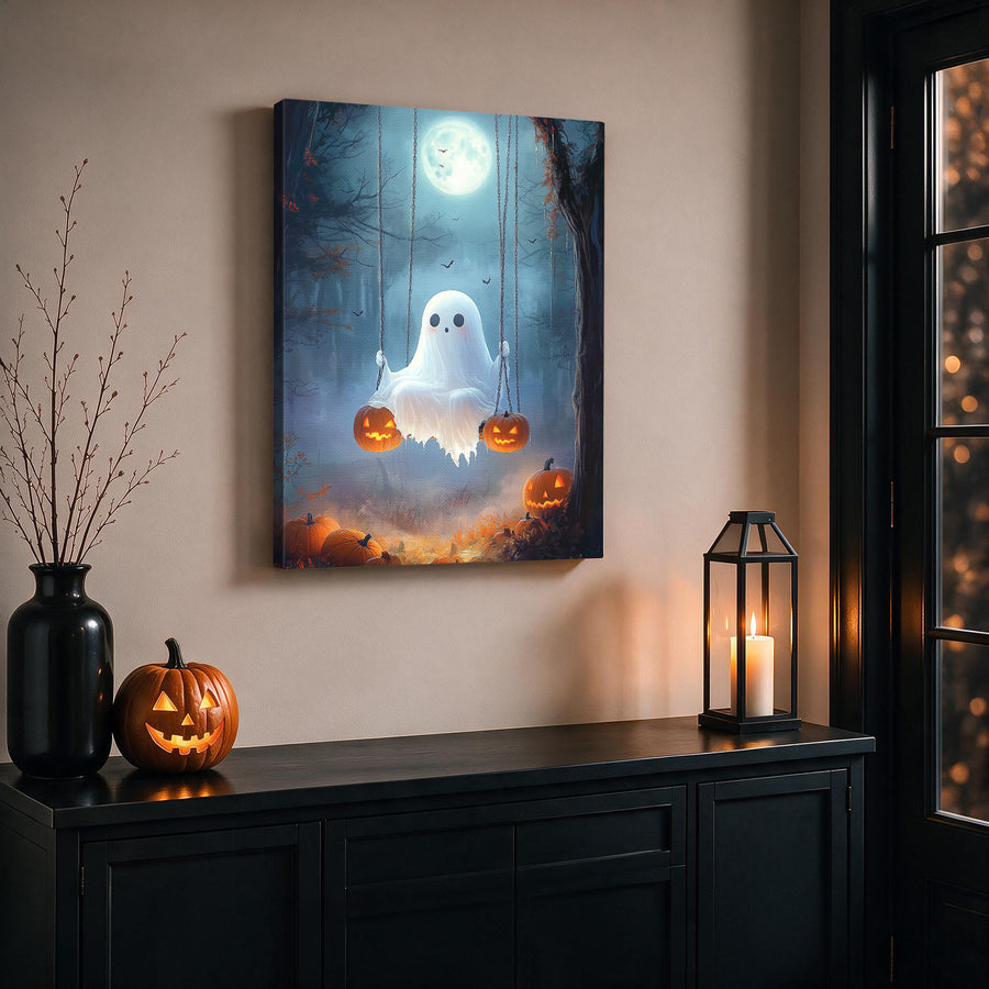 Swinging Ghosts Halloween Canvas Wall Art