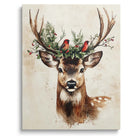 Christmas Deer and Woodland Wildlife Canvas Wall Art, Rustic Winter Holiday Decor