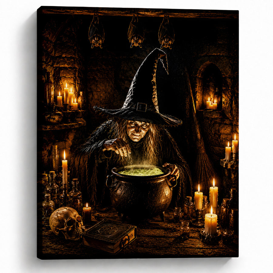 Witch’s Potion Halloween Canvas Wall Art, Gothic Witchcraft Decor