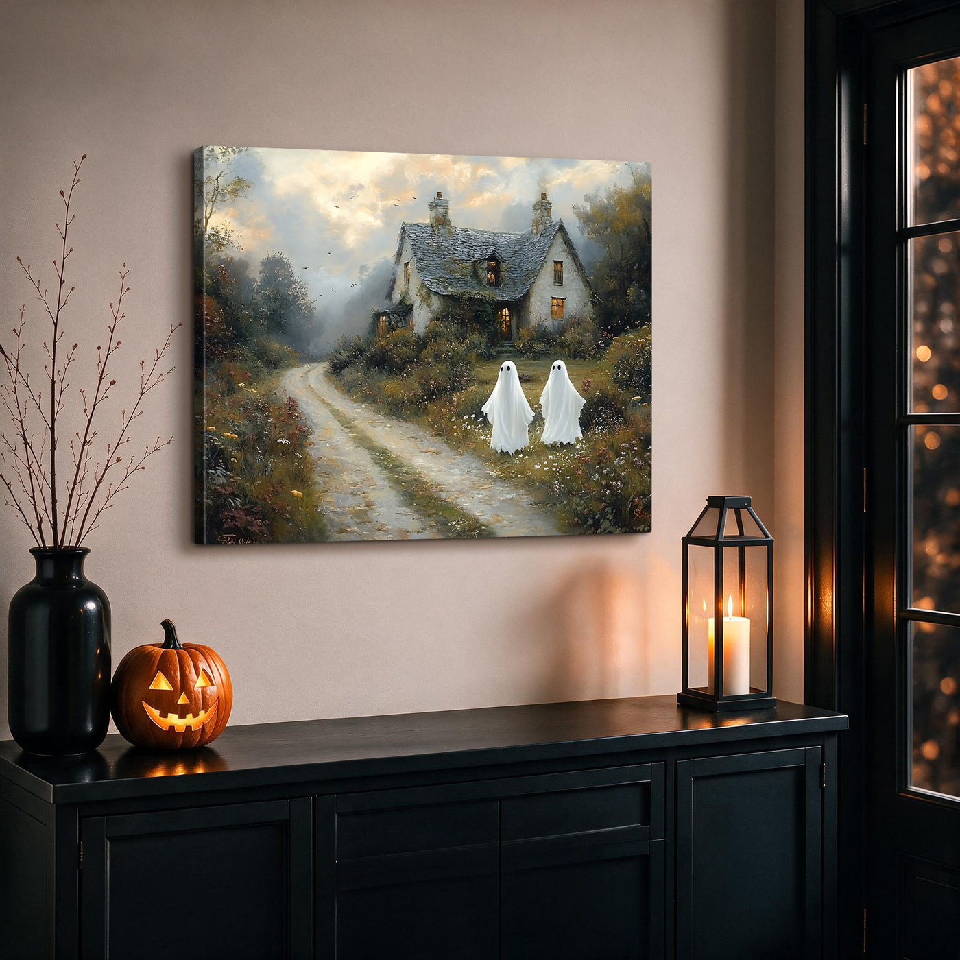 Little Ghosts at Play Halloween Canvas Wall Art for Kids