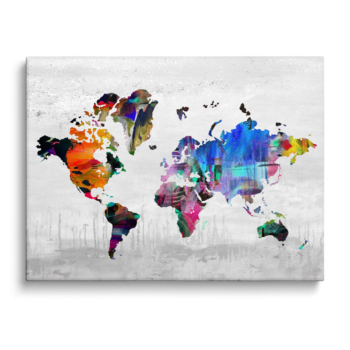 Colorful Abstract World Map Wall Art