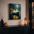 Little Ghosts Celebrate Halloween at Home Wall Art