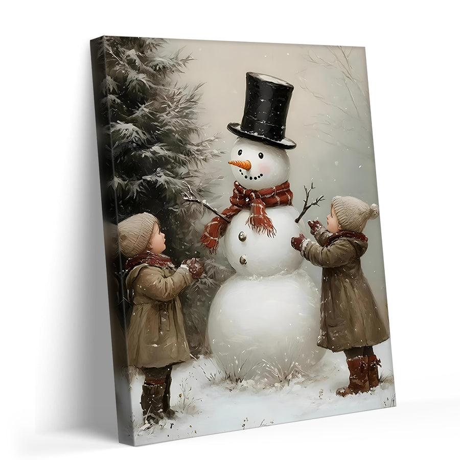 Snowman & Children / 8"L x 10"W