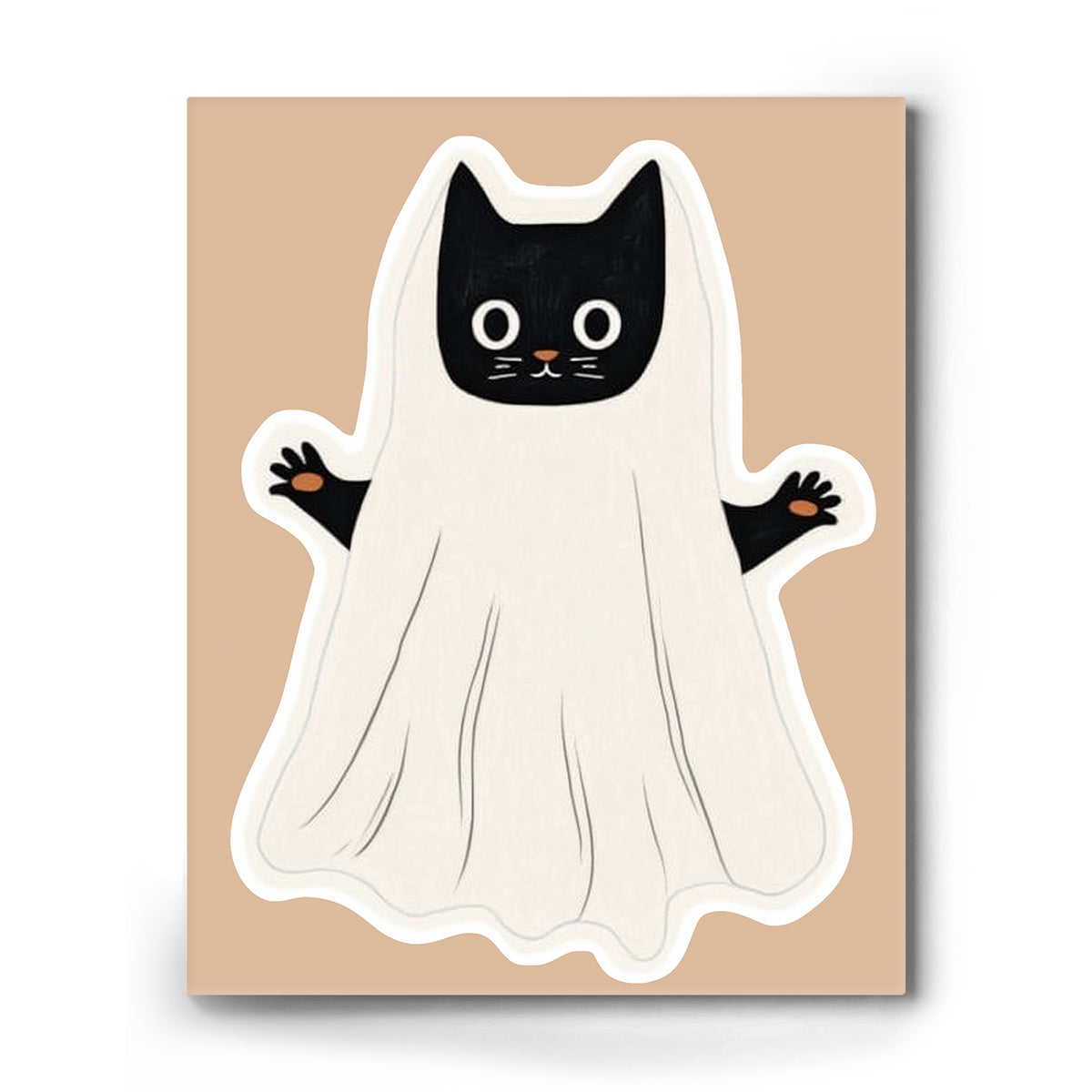 Halloween Black Cats, Ghosts and Pumpkins Illustration Wall Art