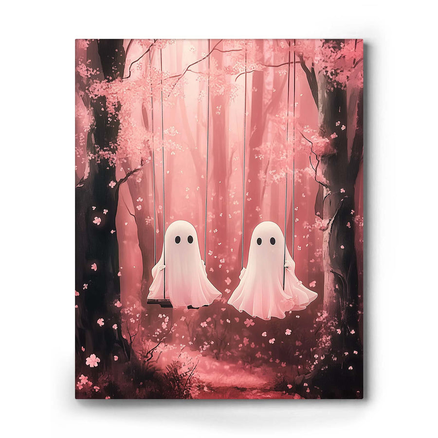 Ghosts in a Pink Blossom Forest / 8"L x 10"W