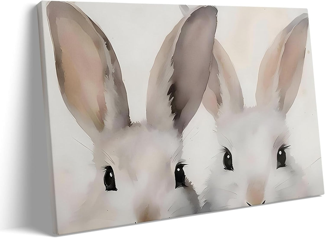 Rustic Easter Bunny Canvas Wall Art, Bunny Farmhouse Home Decor Print Painting Spring Aesthetic Artwork, Modern Easter Charm Holiday Gift Nursery Living Room Decoration