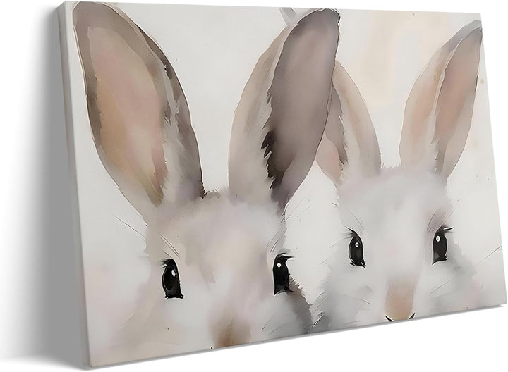 Rustic Easter Bunny Canvas Wall Art, Bunny Farmhouse Home Decor Print Painting Spring Aesthetic Artwork, Modern Easter Charm Holiday Gift Nursery Living Room Decoration