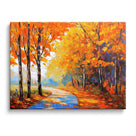 Vibrant Autumn Forest Textured Orange Woodland Path Painting Wall Art