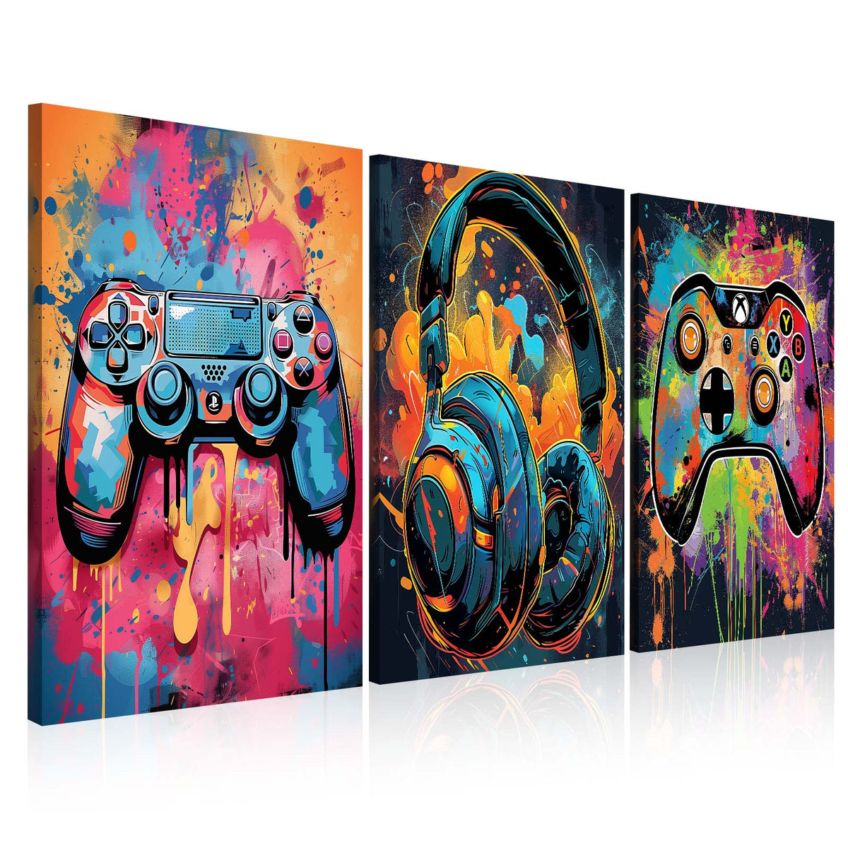 Colorful Gaming Gear Wall Art Set