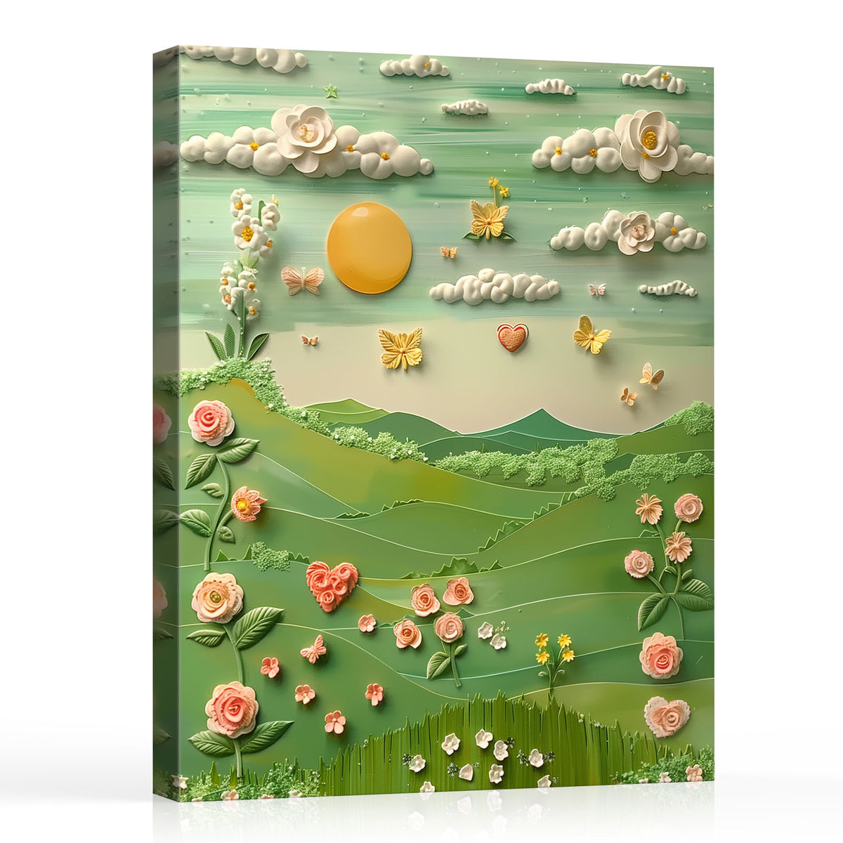 Whimsical Green Garden Paper Art Wall Decor